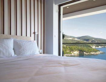 zavia villas resort sivota greece bedroom with sea view